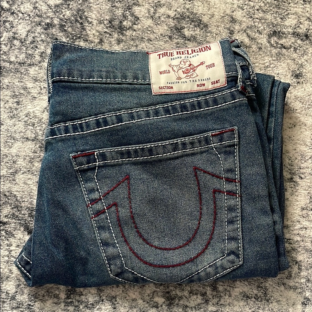 True Religion Denim Jeans with Red Accents